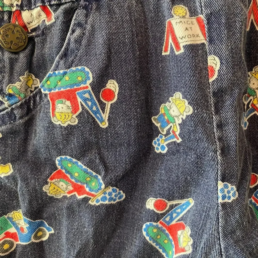 Oshkosh B'Gosh Vintage 90s Navy Blue Mice at Work 18 Month Baby Overalls Cotton
